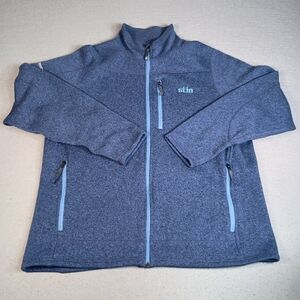 Stio Wilcox Men's XXL Blue Fleece Pockets Outdoors Full Zip Company Logo Jacket